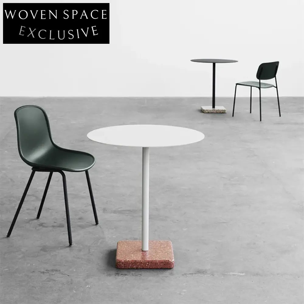 Modern Terrazzo Base Metal Top Round Outdoor Indoor Dining Table