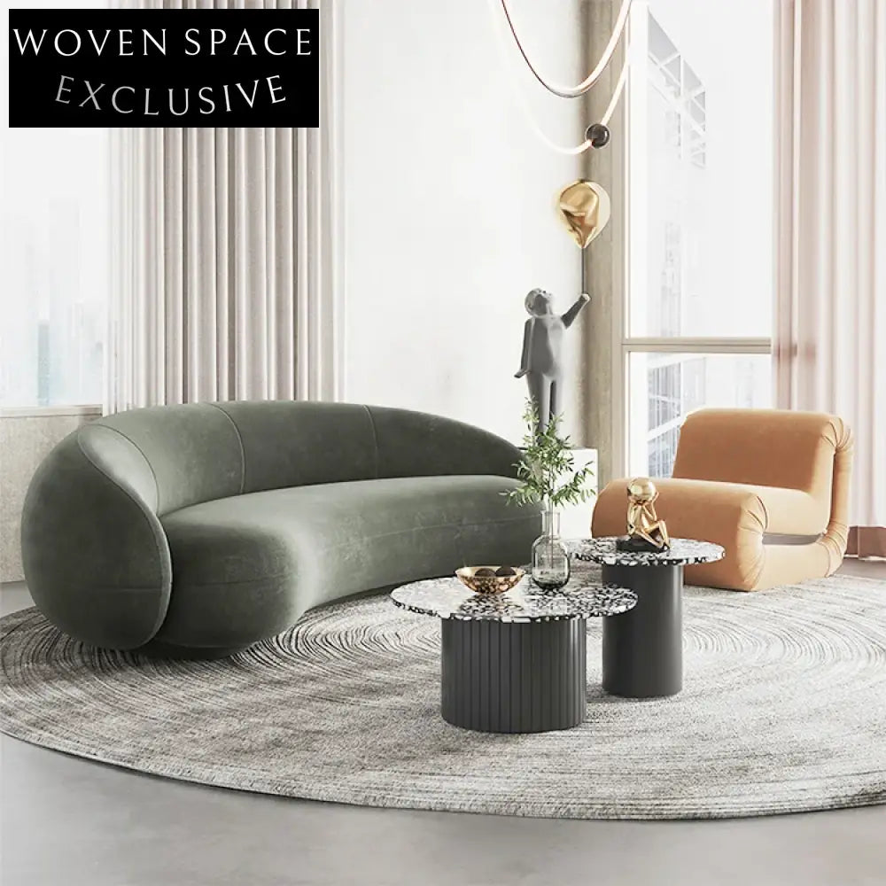 Modern Terrazzo & Metal Round Nesting Coffee Table Set
