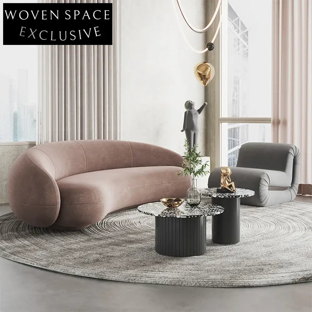 Modern Terrazzo & Metal Round Nesting Coffee Table Set