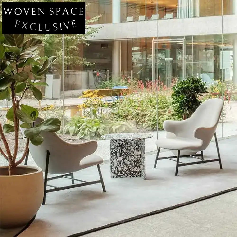 Modern Terrazzo Round Coffee Table with T-Shape Base for Chic Living Rooms