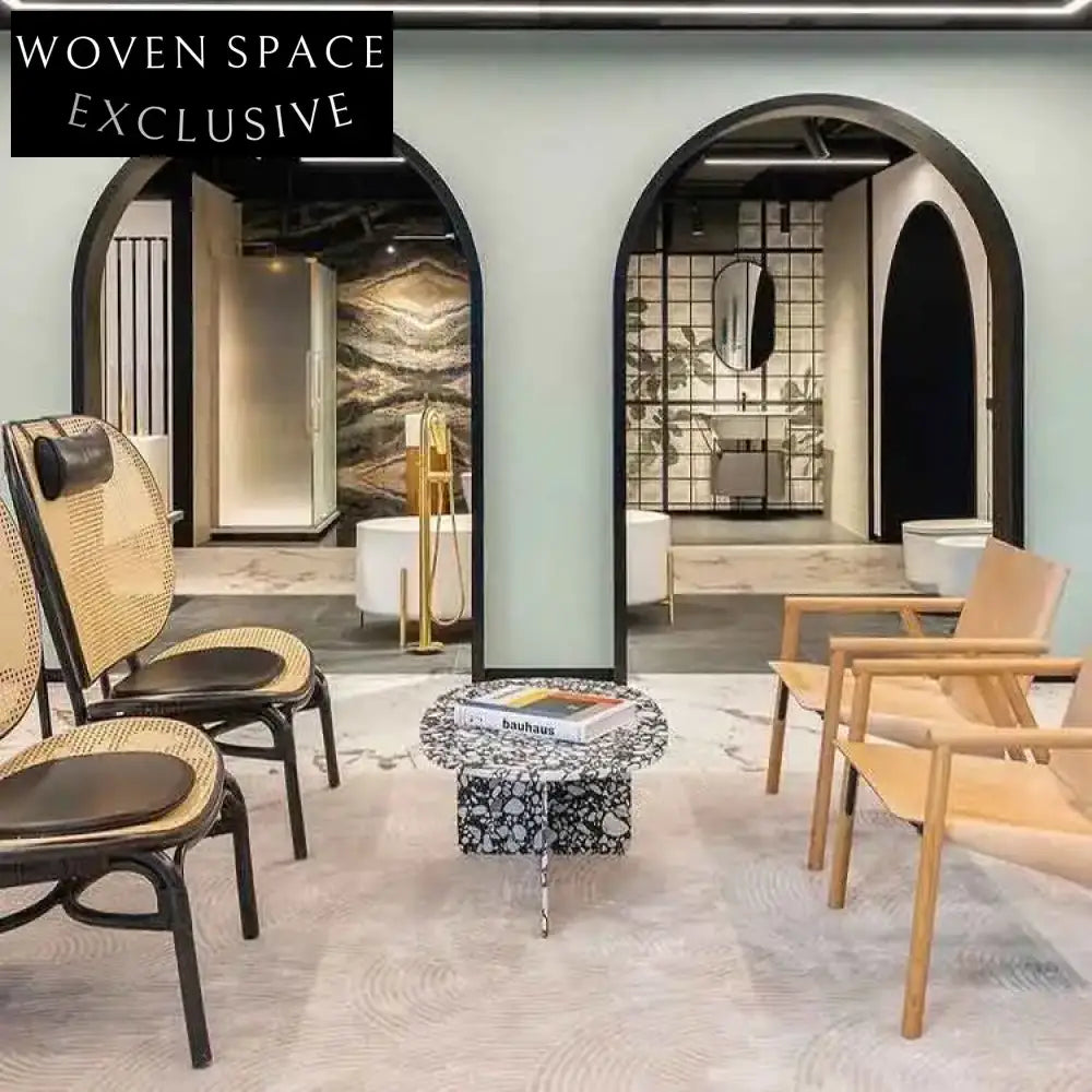 Modern Terrazzo Round Coffee Table with T-Shape Base for Chic Living Rooms