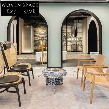 Modern Terrazzo Round Coffee Table with T-Shape Base for Chic Living Rooms