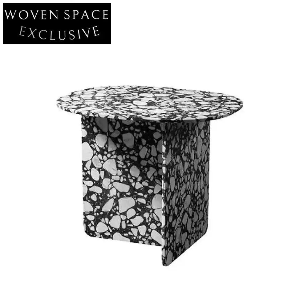 Modern Terrazzo Round Coffee Table with T-Shape Base for Chic Living Rooms