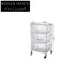 Modern Transparent 3-Tier Rolling Plastic Storage Cabinet Trolley Cart