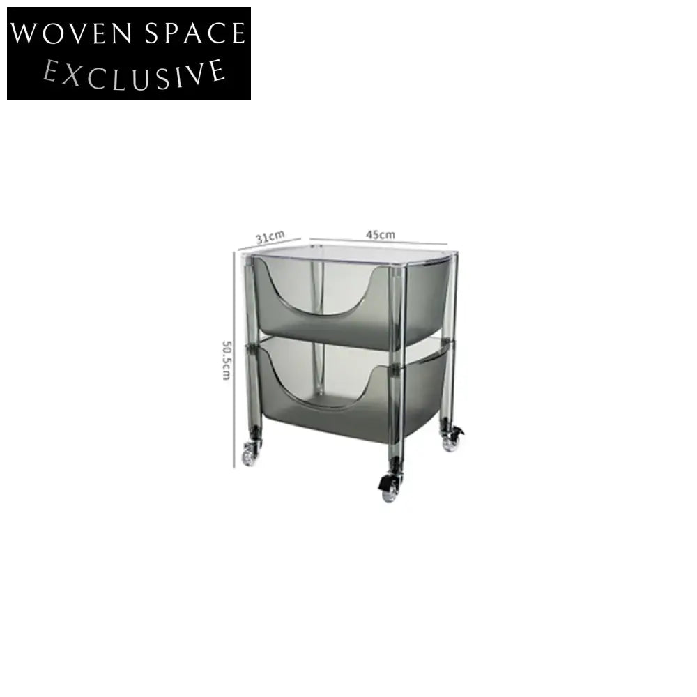 Modern Transparent 3-Tier Rolling Plastic Storage Cabinet Trolley Cart
