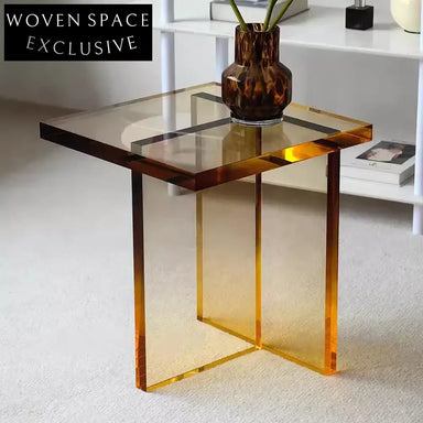 Modern Transparent Acrylic Rainbow Round Coffee Table Set