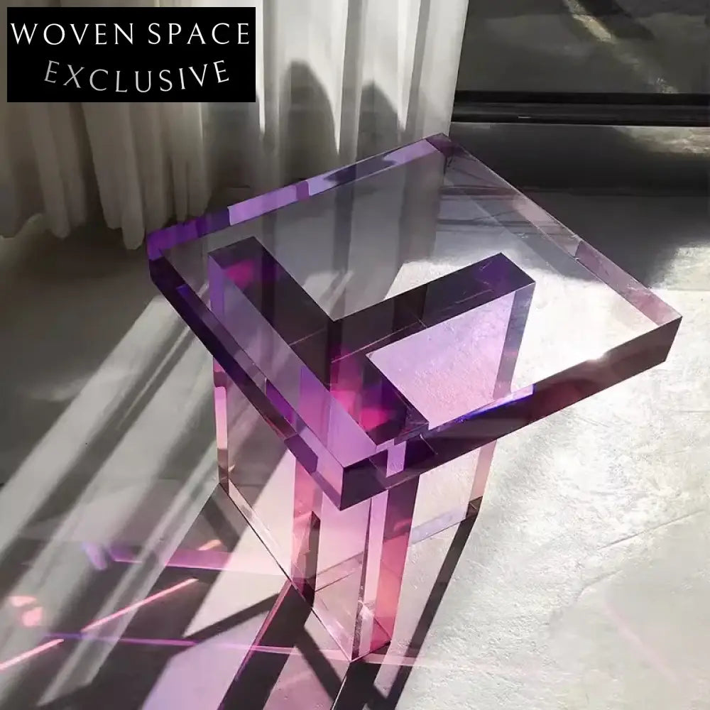 Modern Transparent Acrylic Rainbow Round Coffee Table Set