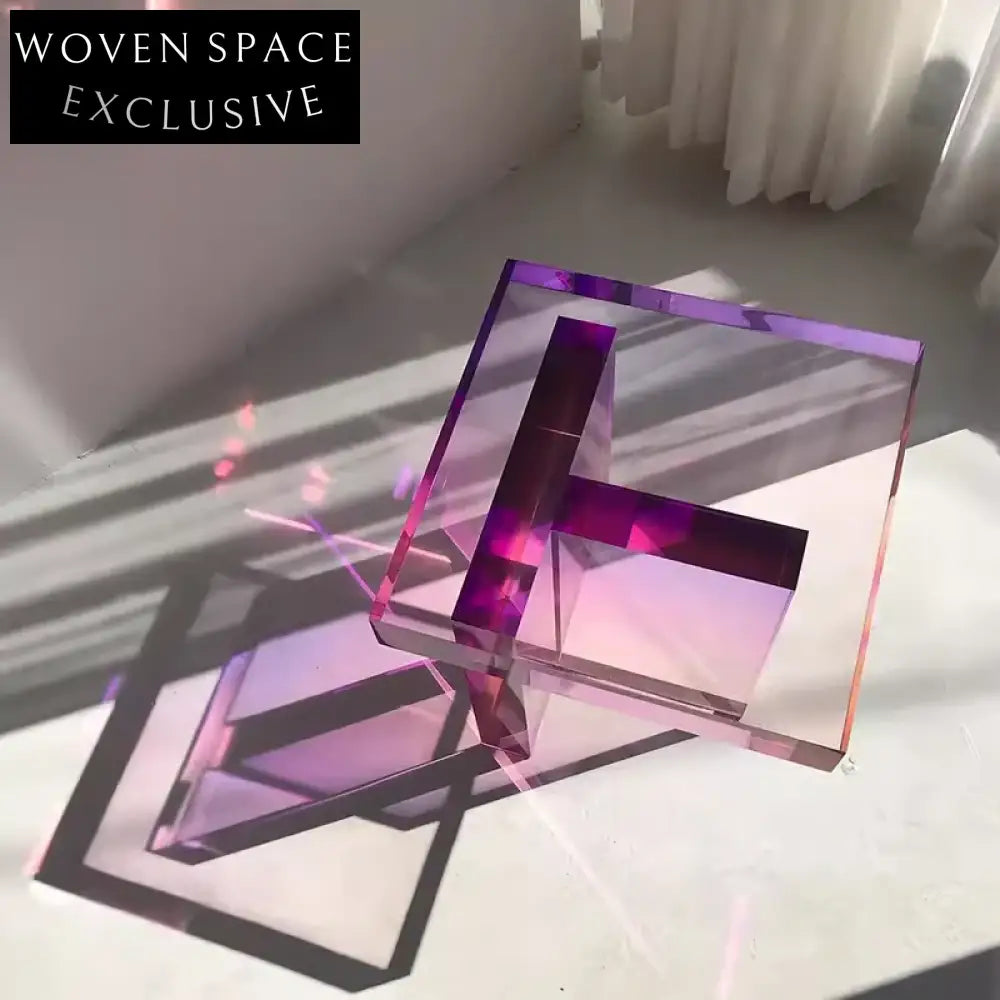 Modern Transparent Acrylic Rainbow Round Coffee Table Set