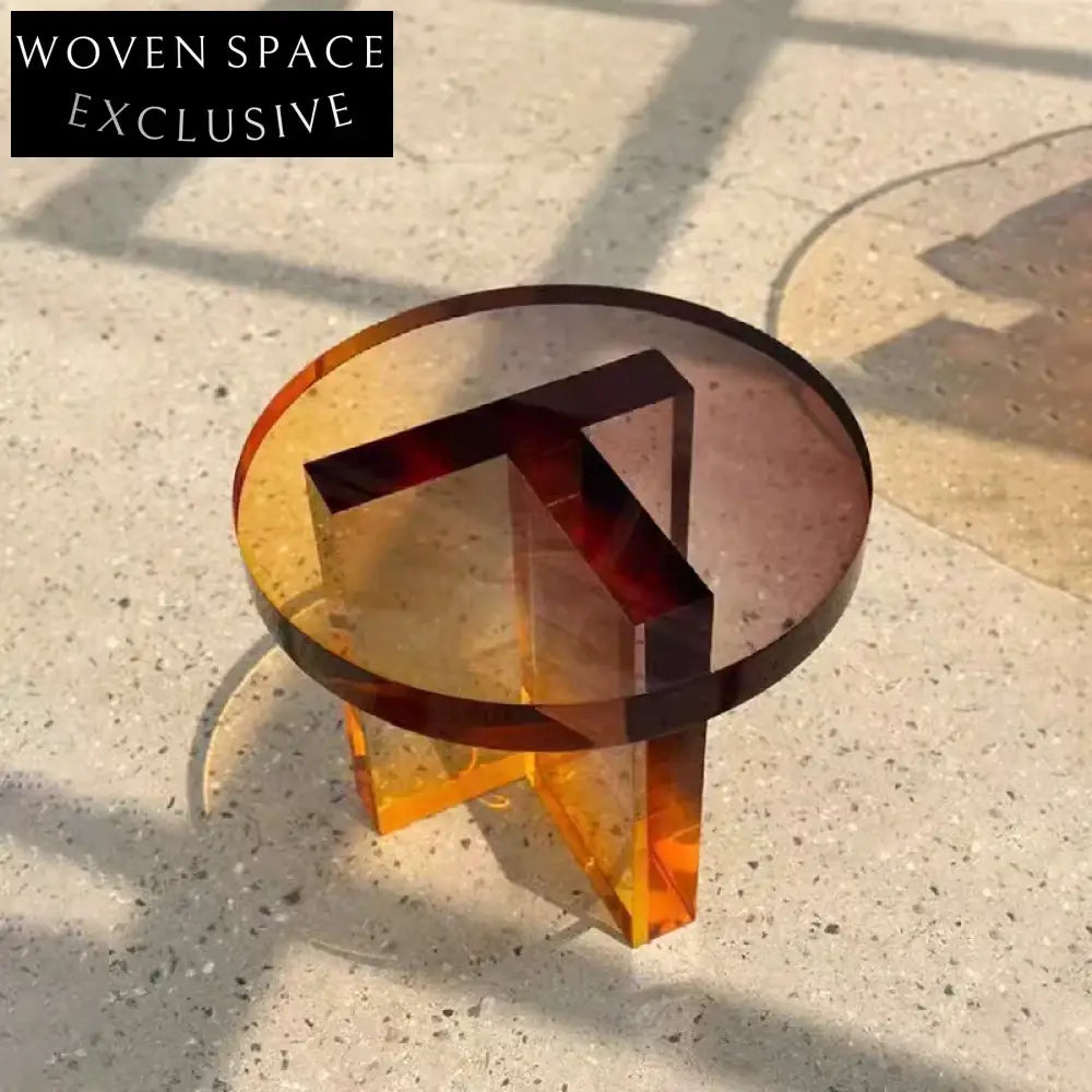 Modern Transparent Acrylic Rainbow Round Coffee Table Set