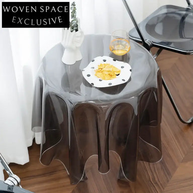 Modern Transparent Grey Acrylic Round Living Room Side Accent Coffee Table