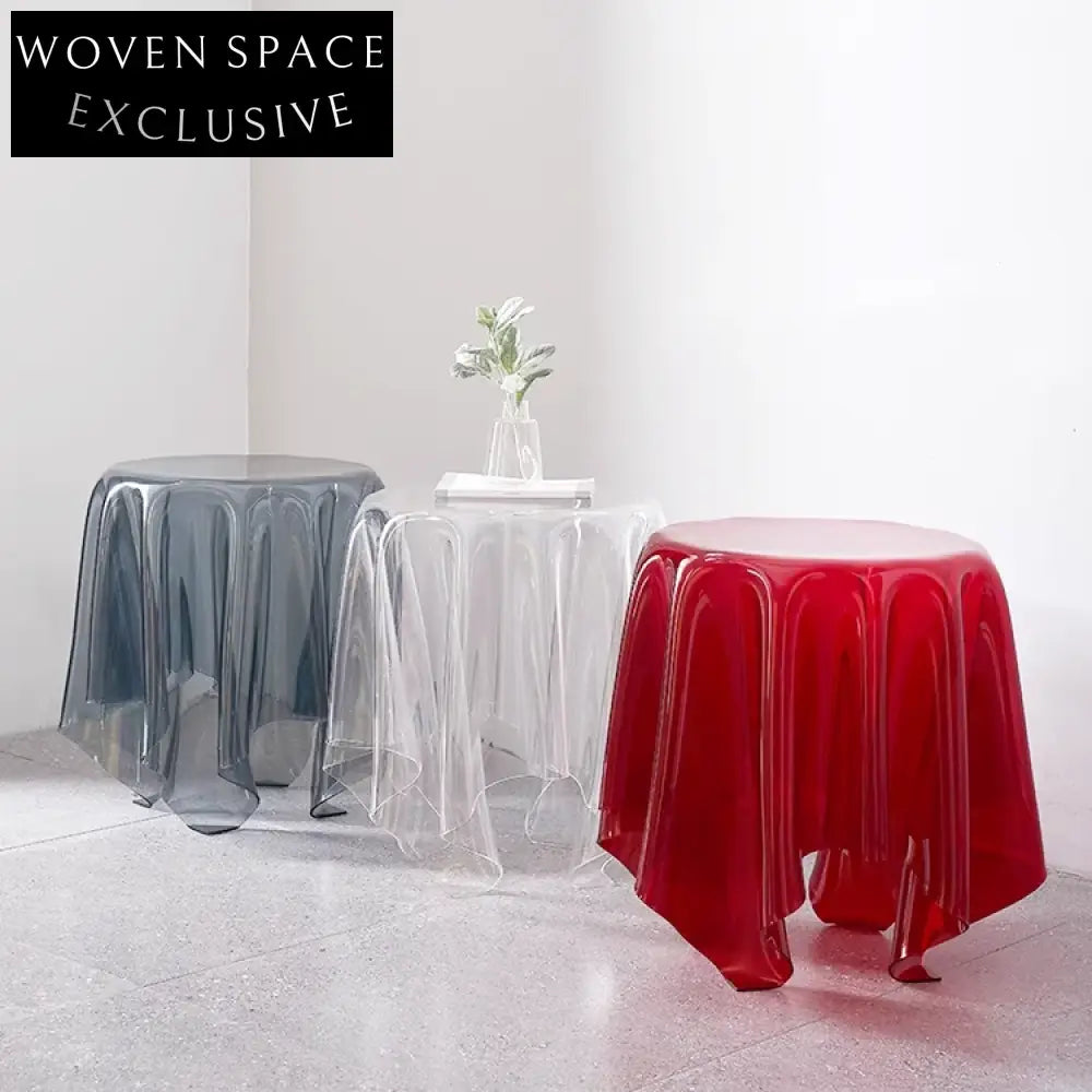 Modern Transparent Grey Acrylic Round Living Room Side Accent Coffee Table