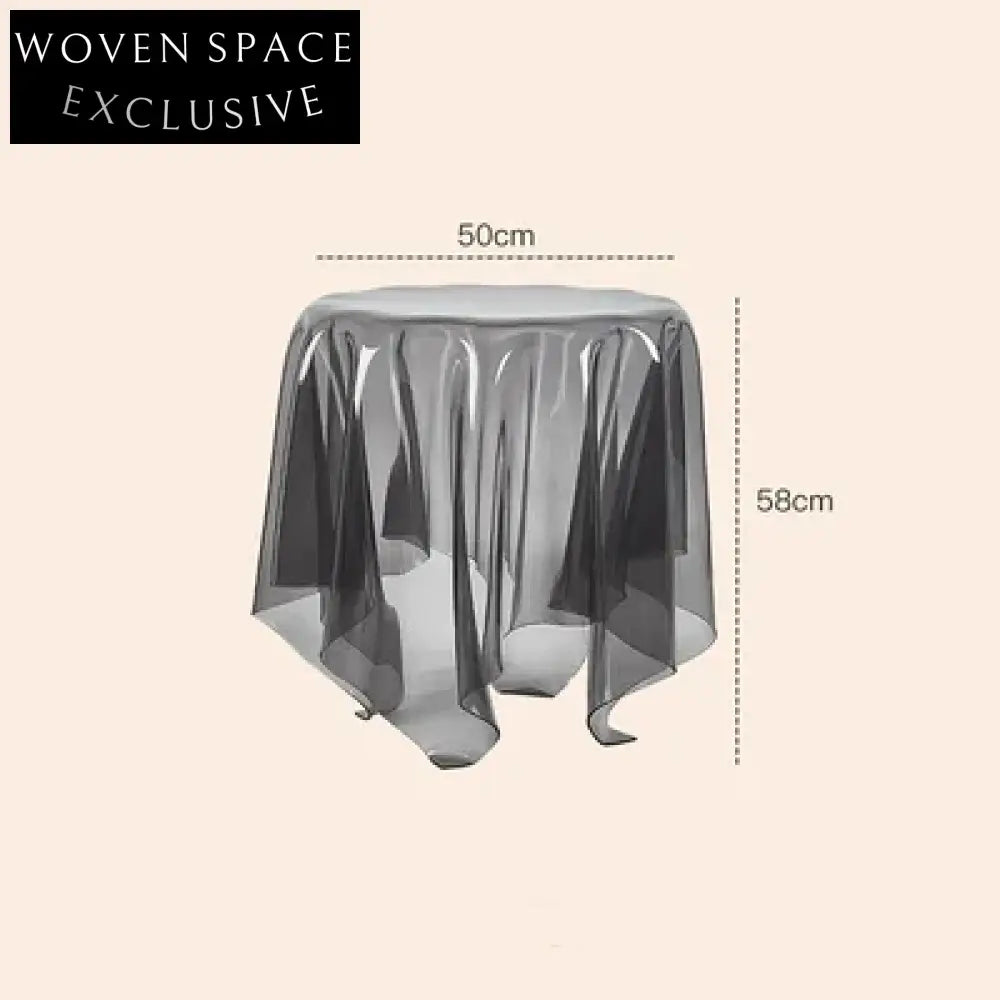 Modern Transparent Grey Acrylic Round Living Room Side Accent Coffee Table