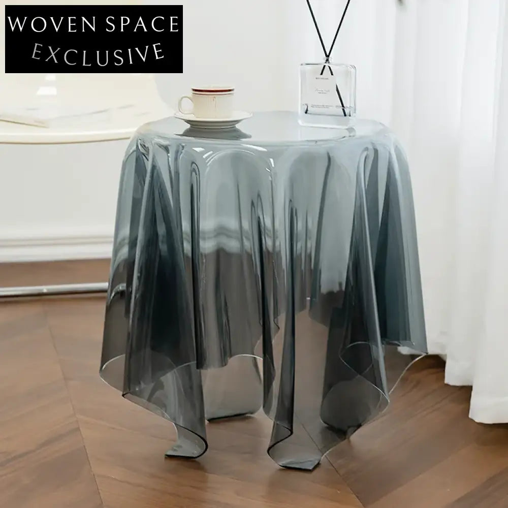 Modern Transparent Grey Acrylic Round Living Room Side Accent Coffee Table