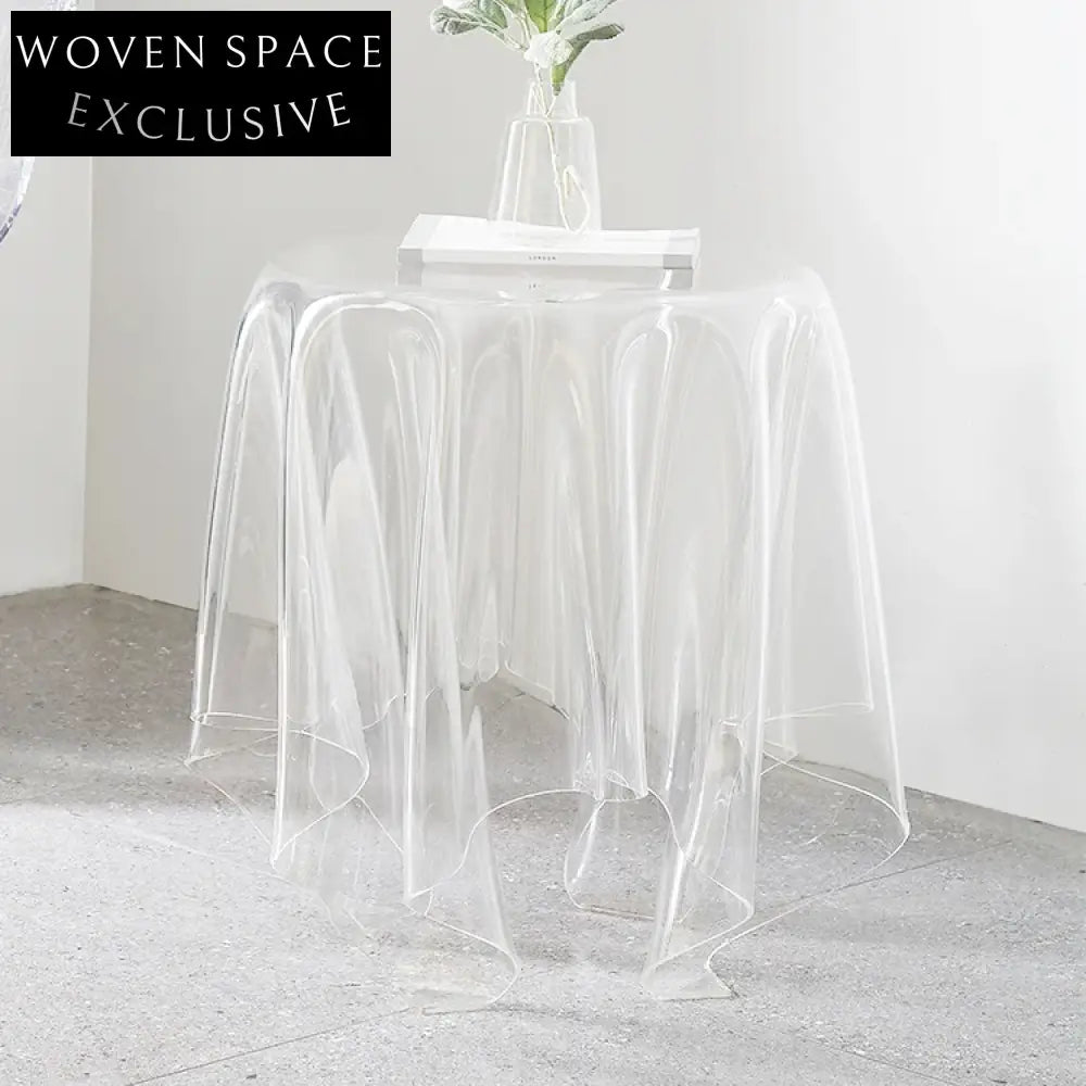 Modern Transparent Grey Acrylic Round Living Room Side Accent Coffee Table