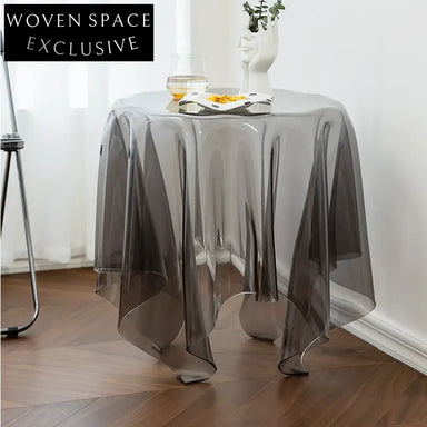 Modern Transparent Grey Acrylic Round Living Room Side Accent Coffee Table