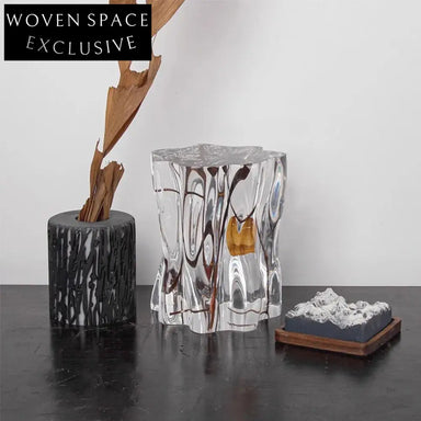 Modern Transparent Resin Tree Stump Artistic Living Room Side Coffee Table