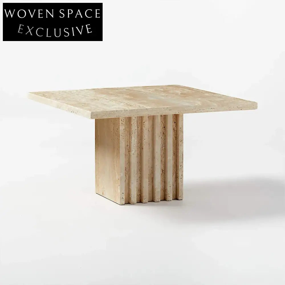 Modern Travertine Marble Square Coffee Table for Elegant Living Room Decor