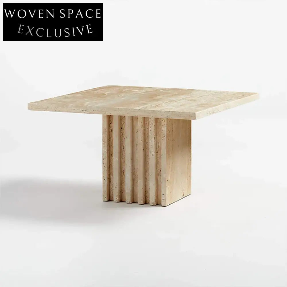 Modern Travertine Marble Square Coffee Table for Elegant Living Room Decor