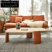 Modern Travertine Natural Stone Coffee Table with Solid Wood Legs