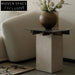 Modern Travertine Stone Coffee Table with Glass Top, Round Design