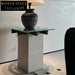 Modern Travertine Stone Coffee Table with Glass Top, Round Design