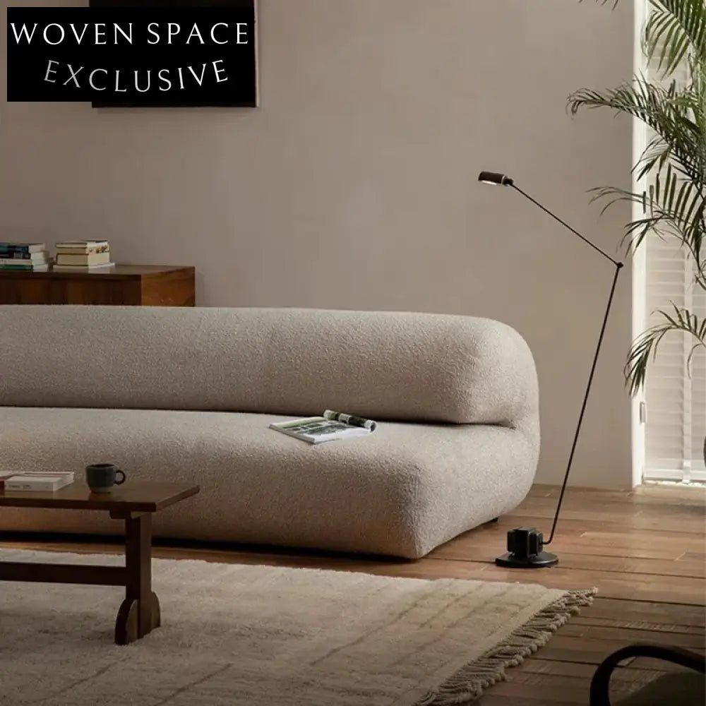 Modern Tufted Boucle Fabric Chesterfield Curved Scandinavian Living Room Sofa