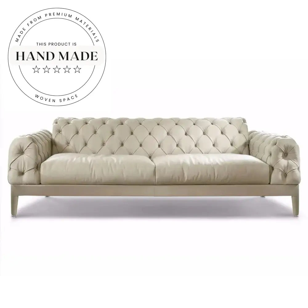 Modern Tufted Genuine Leather Italian Style Sectional Chesterfield Sofa