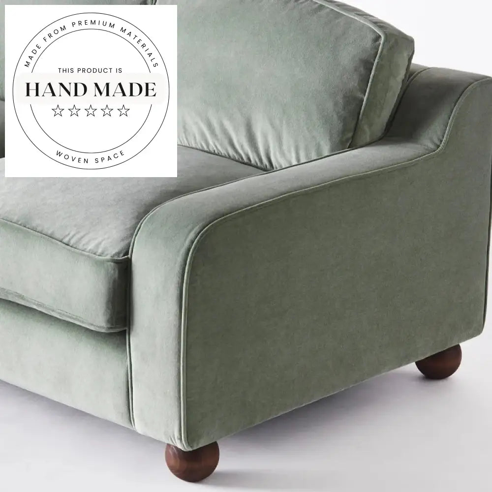 Modern Tufted Green Velvet 3 Seater Resort Hotel Sectional Sofa