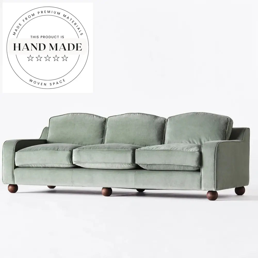 Modern Tufted Green Velvet 3 Seater Resort Hotel Sectional Sofa