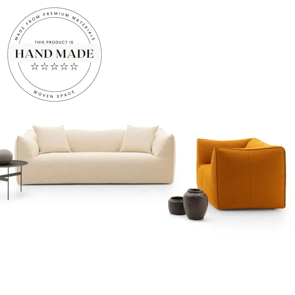 Modern Tufted Italian Fabric Upholstery Three Seat Designer Sofa