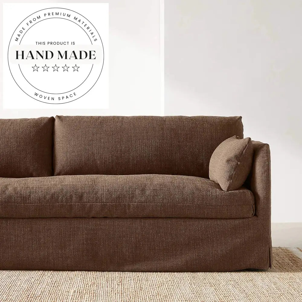 Modern Tufted Linen Fabric Three Seater Resort Style Sectional Sofa