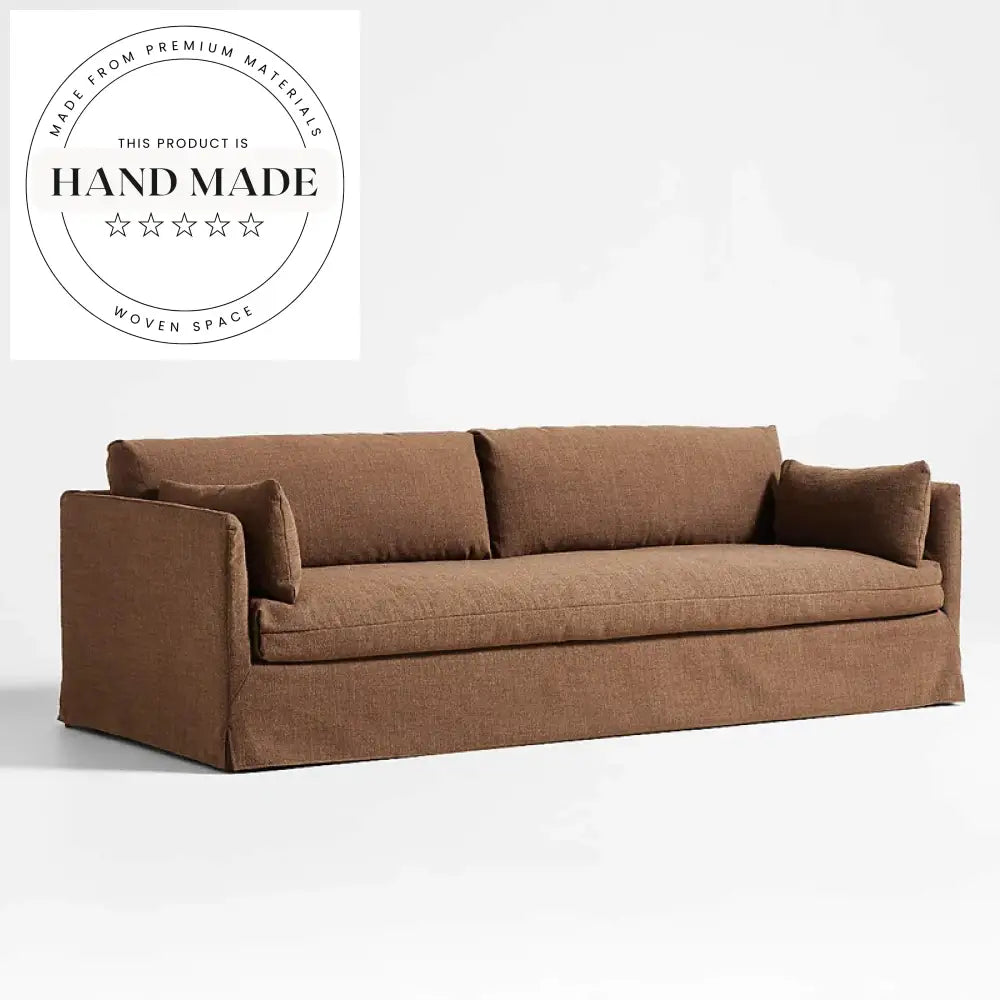 Modern Tufted Linen Fabric Three Seater Resort Style Sectional Sofa