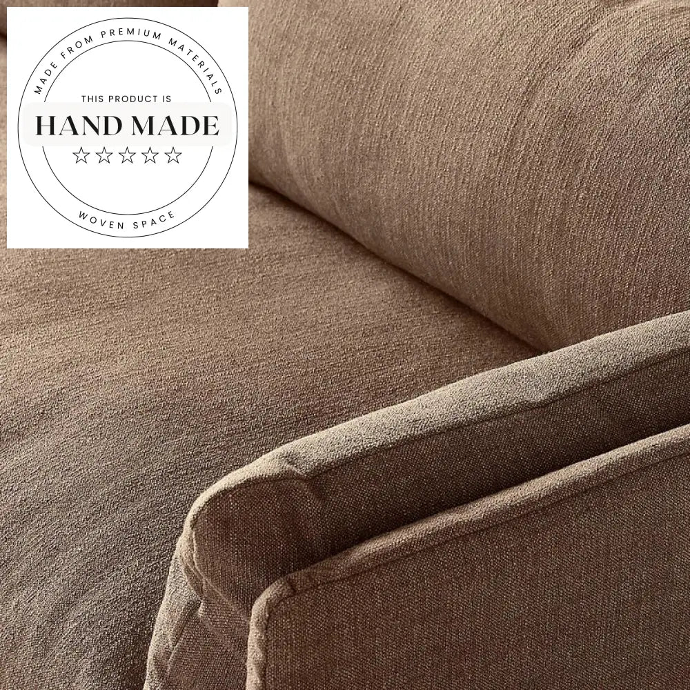 Modern Tufted Linen Fabric Three Seater Resort Style Sectional Sofa