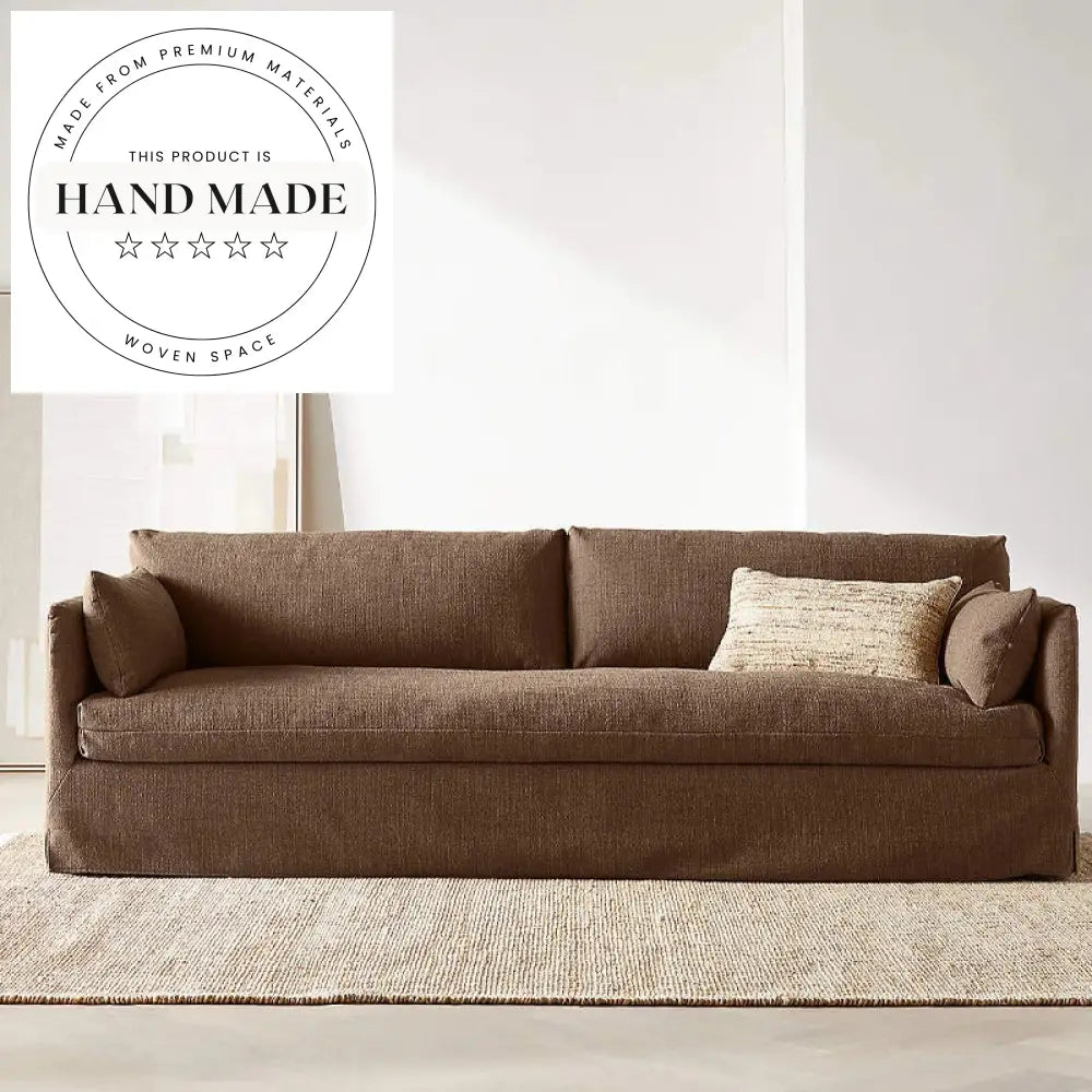 Modern Tufted Linen Fabric Three Seater Resort Style Sectional Sofa