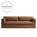 Modern Tufted Linen Fabric Three Seater Resort Style Sectional Sofa