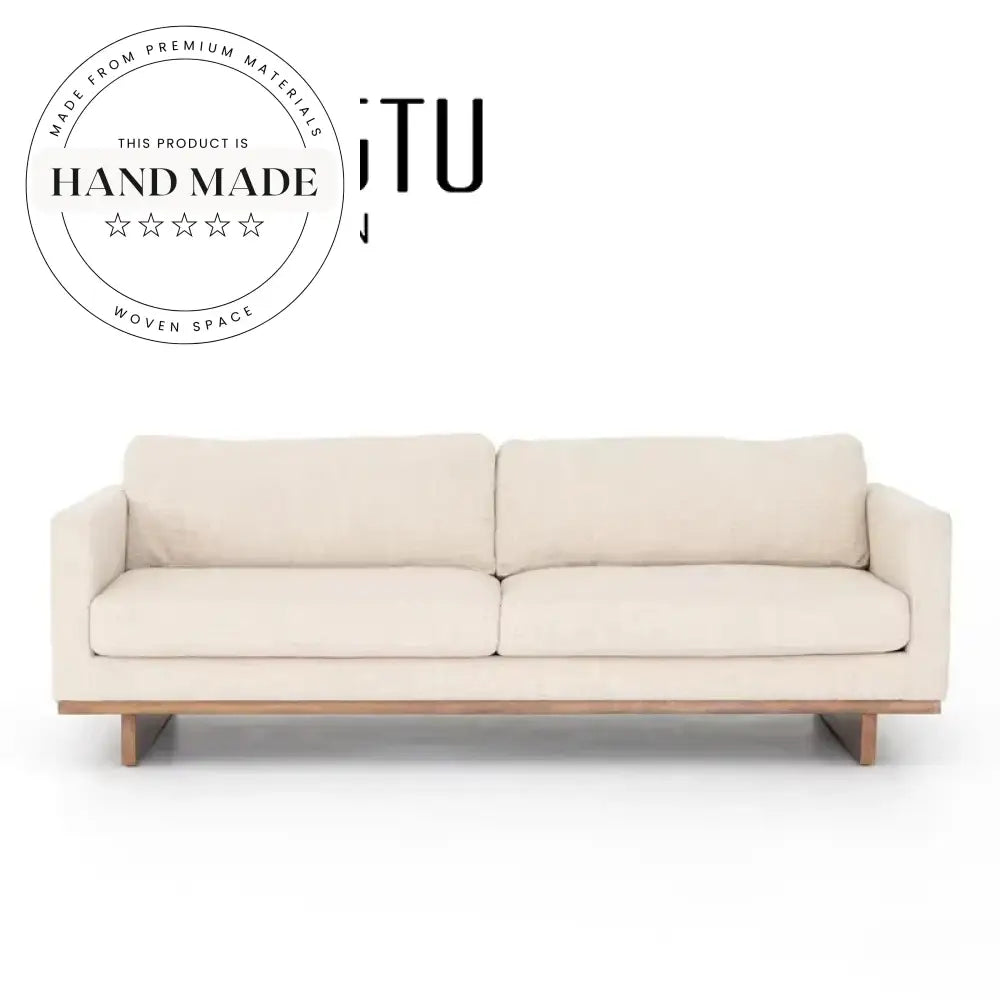 Modern Tufted Linen Fabric Upholstered Sectional Living Room Sofa