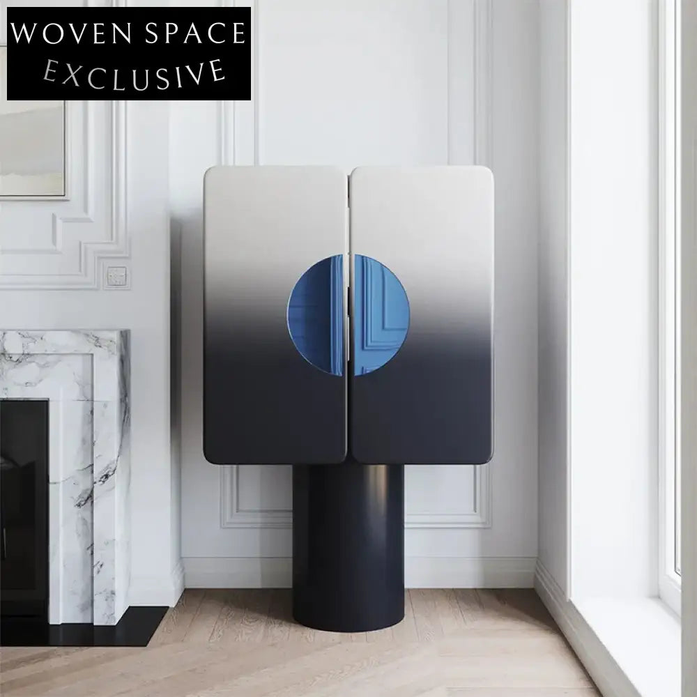 Modern Two-Door Solid Wood Sideboard Cabinet with Wine Storage