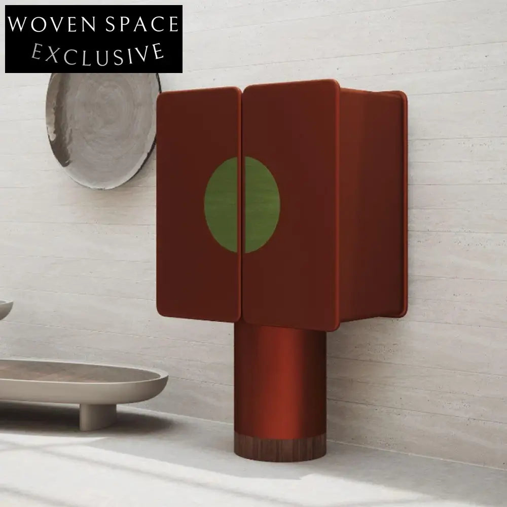 Modern Two-Door Solid Wood Sideboard Cabinet with Wine Storage