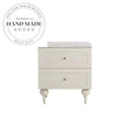 Modern Two Drawer Nightstand with White Marble Top Bedside Table