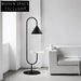 Modern U-Shape LED Floor Lamp with Integrated Side Table and Marble Base