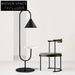 Modern U-Shape LED Floor Lamp with Integrated Side Table and Marble Base
