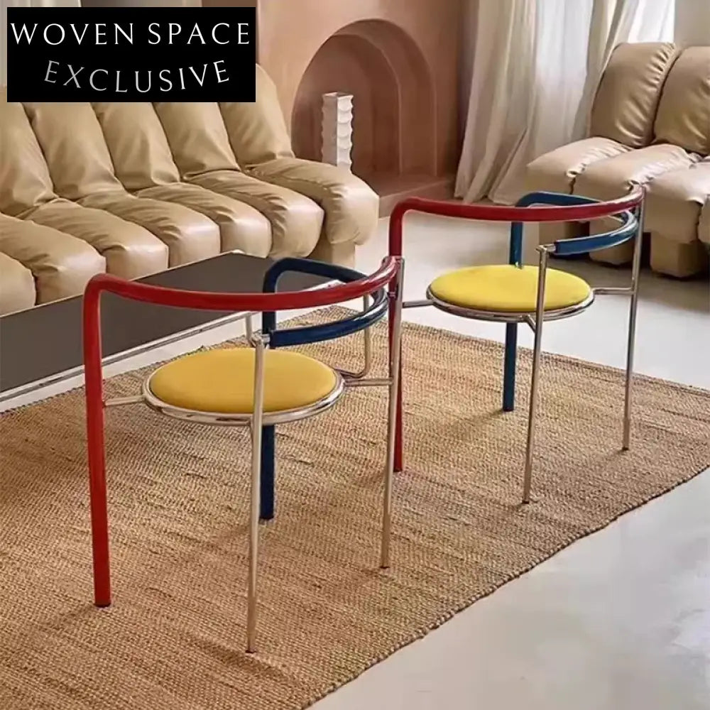Modern Unique Cafe Dining Chair, Contrasting Color, Stainless Steel Legs, Home Furniture