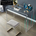 Modern Upholstered Acrylic Stool Ottoman Bench with Metal Legs for Living Room