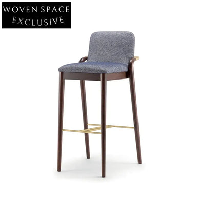 Modern Upholstered Bar Stool with Wooden Legs for Kitchen Counters