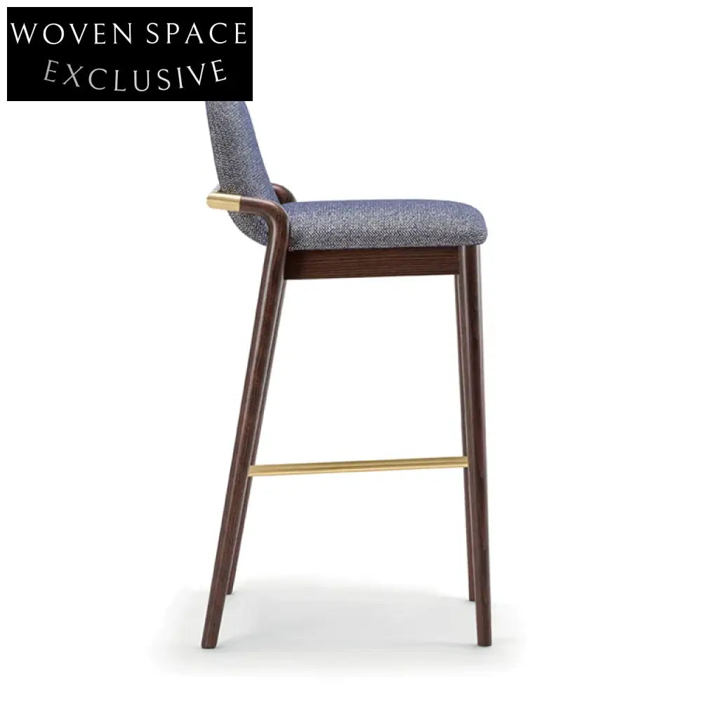 Modern Upholstered Bar Stool with Wooden Legs for Kitchen Counters