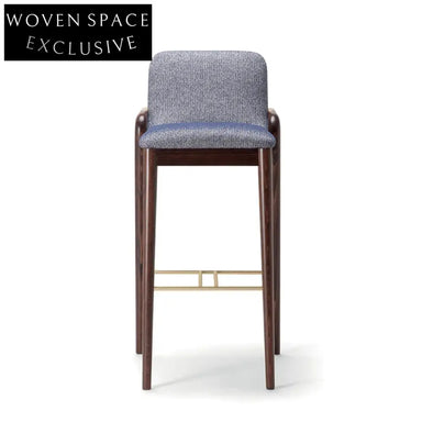 Modern Upholstered Bar Stool with Wooden Legs for Kitchen Counters