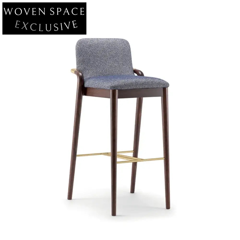 Modern Upholstered Bar Stool with Wooden Legs for Kitchen Counters