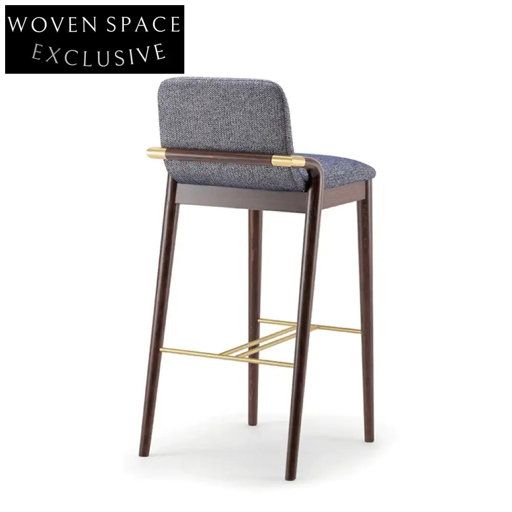 Modern Upholstered Bar Stool with Wooden Legs for Kitchen Counters