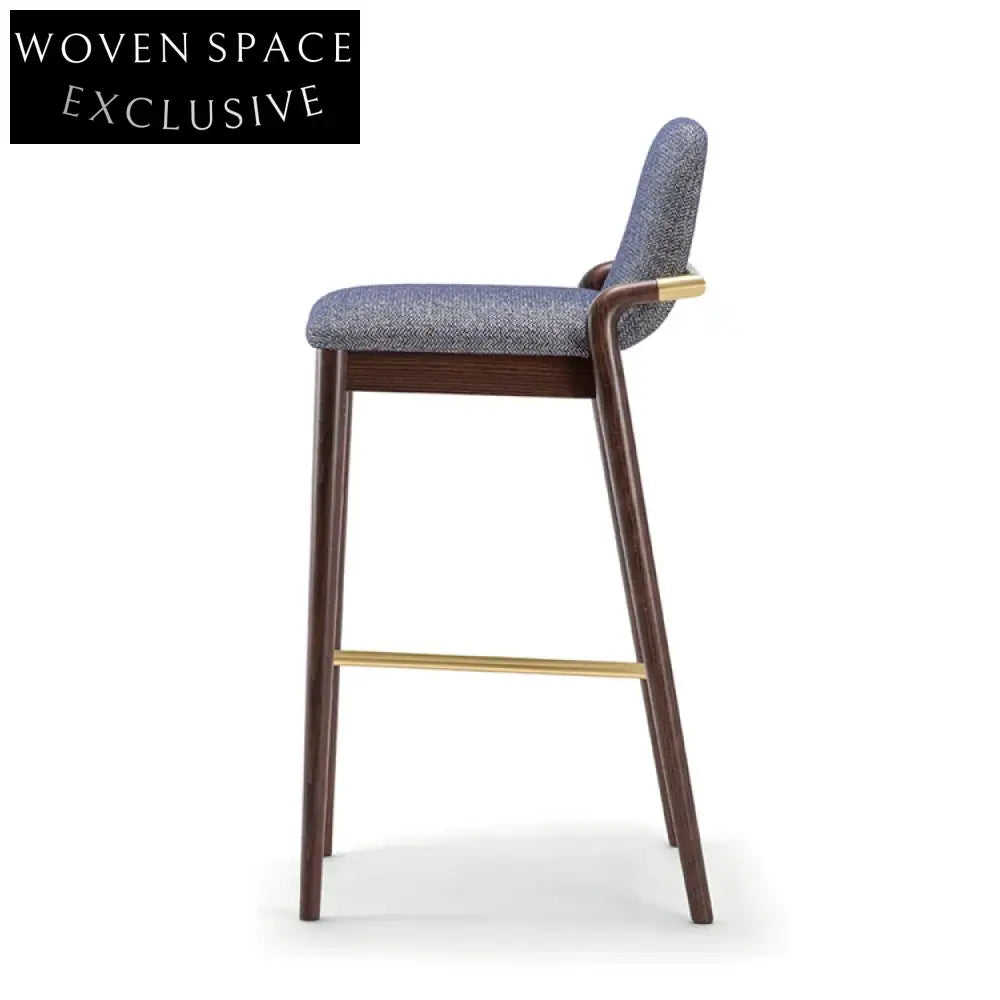 Modern Upholstered Bar Stool with Wooden Legs for Kitchen Counters