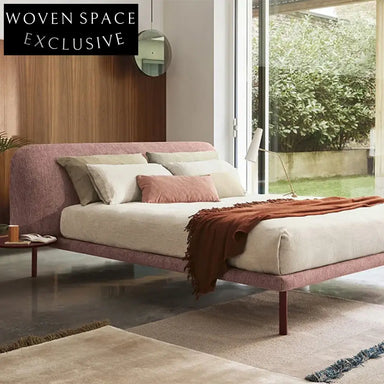 Modern Upholstered Bed Frame Luxury Fabric Metal Queen King Size Bed